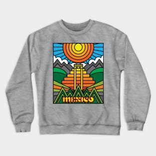 Mexican Art, Cinco de Mayo, Aztec pyramids, Mexican folklore vintage retro design Crewneck Sweatshirt